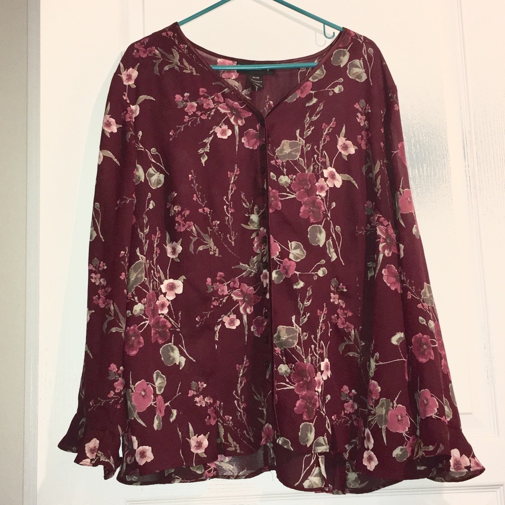 Venezia Floral Burgundy Blouse Size 22/24